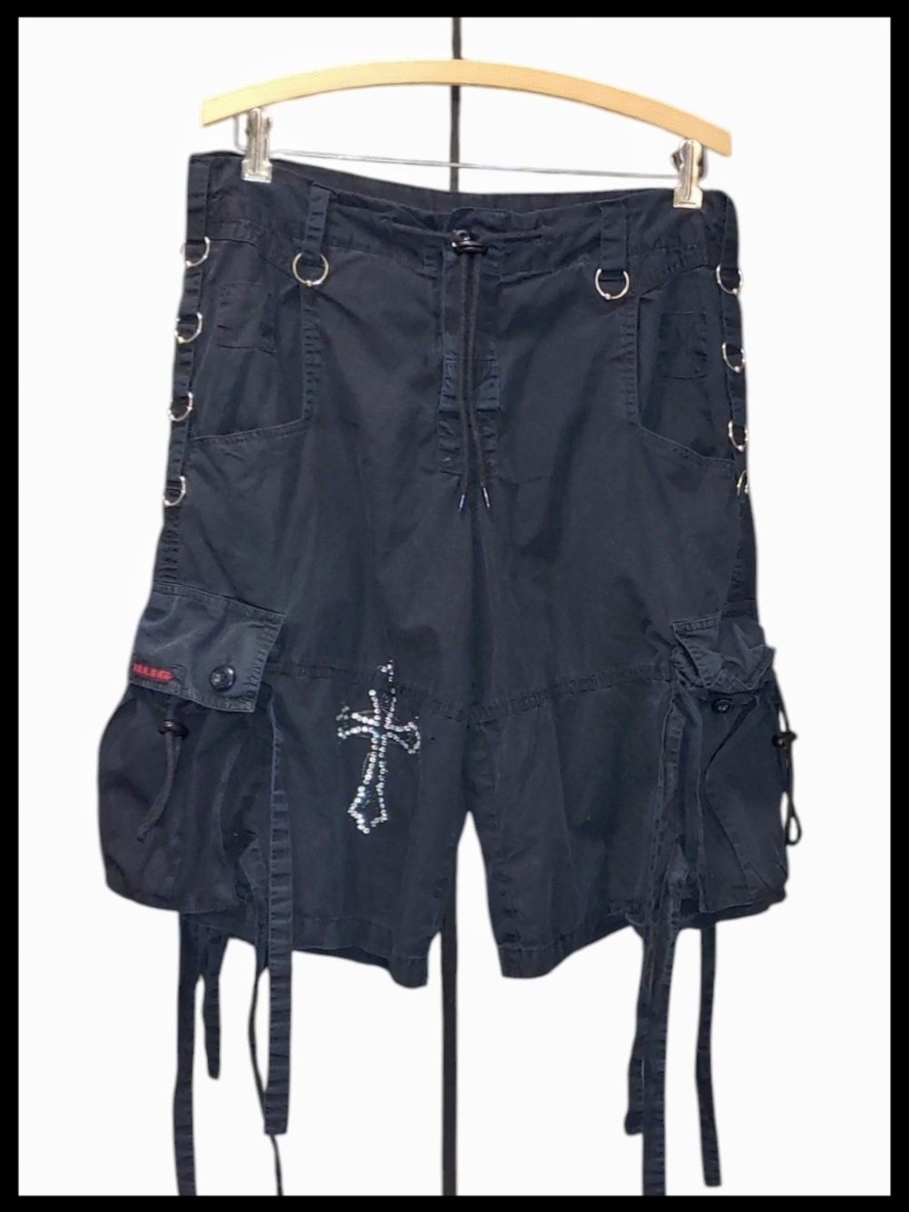 Vintage Y2K Illig Goth, Raver, Punk Shorts with Cross Embellishment